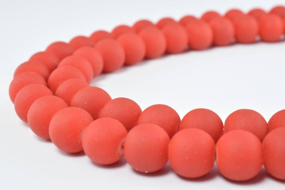 Glass Beads Matte Red Rubber Over Glass Size 8mm Round For Jewelry Making Item#789222046248 jewelry making supplies