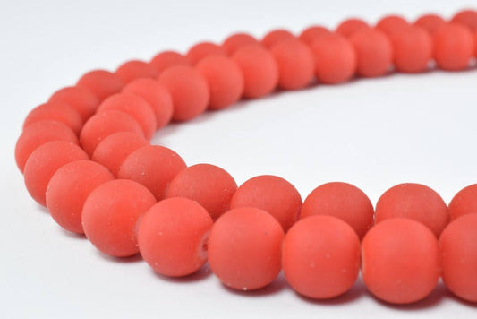 Glass Beads Matte Red Rubber Over Glass Size 8mm Round For Jewelry Making Item#789222046248 jewelry making supplies