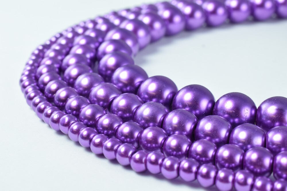 Glass Pearl Beads Purple Size 4mm/6mm/8mm/10mm Shine Round Ball Beads for Jewelry Making Item#789222046408 jewelry making...