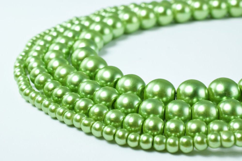 Glass Pearl Beads Light Green Size 4mm/6mm/8mm/10mm Shine Round Ball Beads for Jewelry Making Item#789222046446 jewelry ma...