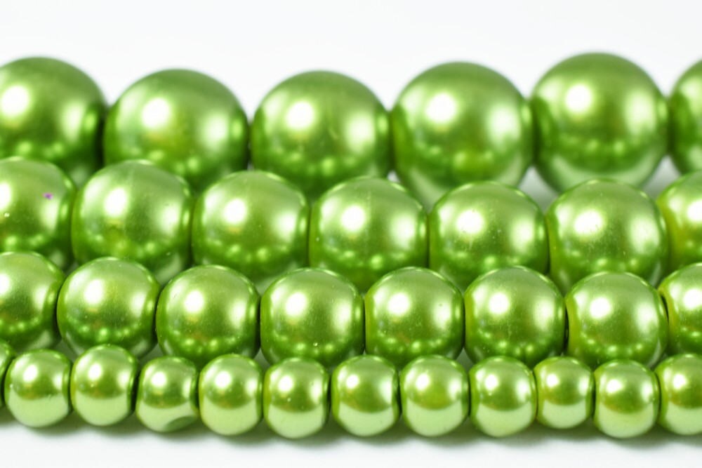 Glass Pearl Beads Round Light Olive Green Size 4mm/6mm/8mm/10mm Shine Round Ball Beads for Jewelry Making Item#78922204631...