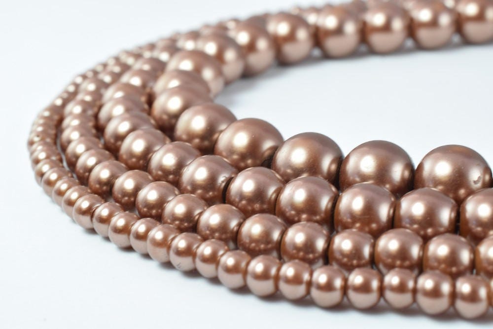 Glass Pearl Beads Round Coffee Size 4mm/6mm/8mm/10mm Shine Round Ball Beads for Jewelry Making Item#789222046286 jewelry m...