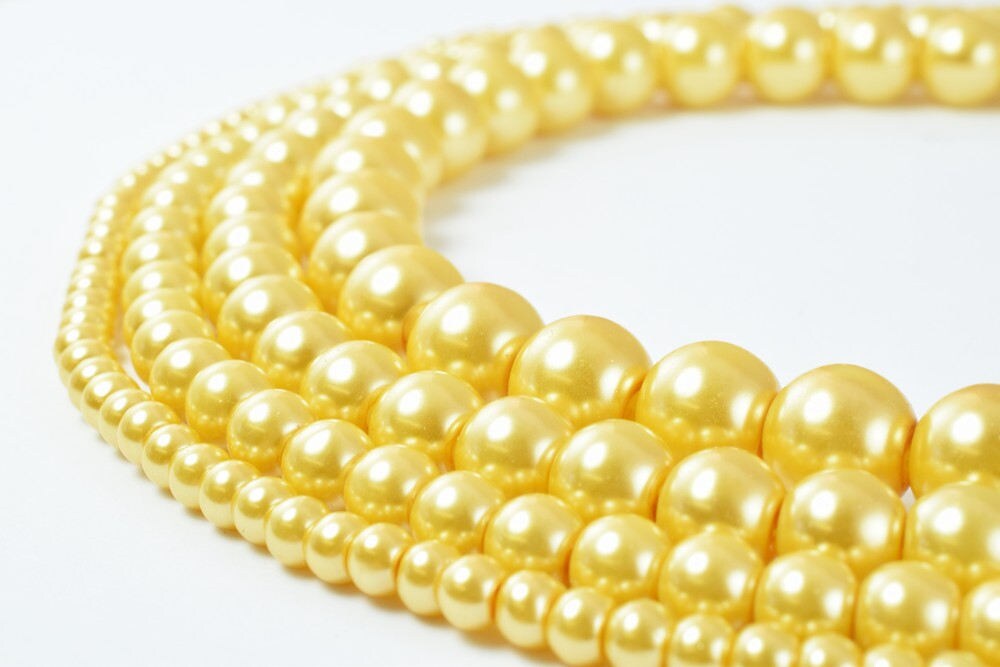 Glass Pearl Beads Round Gold Size 4mm/6mm/8mm/10mm Shine Round Ball Beads for Jewelry Making Item#789222046279 jewelry mak...