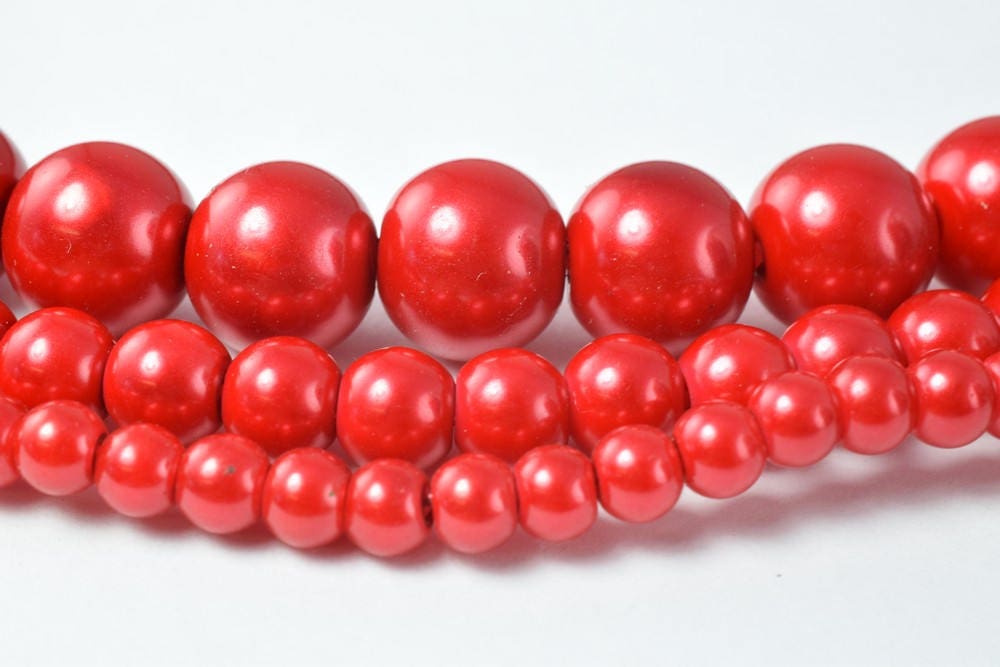 Glass Pearl Beads Round Red Size 4mm/6mm/10mm Shine Round Ball Beads for Jewelry Making Item#789222046378 jewelry making s...