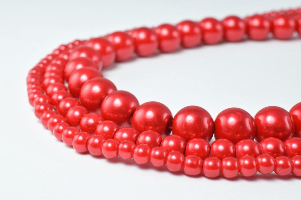 Glass Pearl Beads Round Red Size 4mm/6mm/10mm Shine Round Ball Beads for Jewelry Making Item#789222046378 jewelry making s...