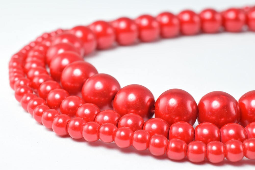 Glass Pearl Beads Round Red Size 4mm/6mm/10mm Shine Round Ball Beads for Jewelry Making Item#789222046378 jewelry making s...