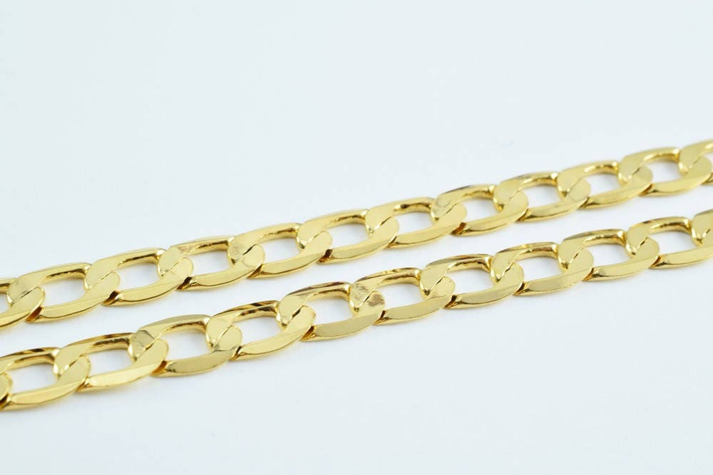 Gold Filled EP Cuban Chain 18KT Gold Filled Size 17" Long 5mm Width 1mm Thickness Item #CG23 jewelry making supplies - det...