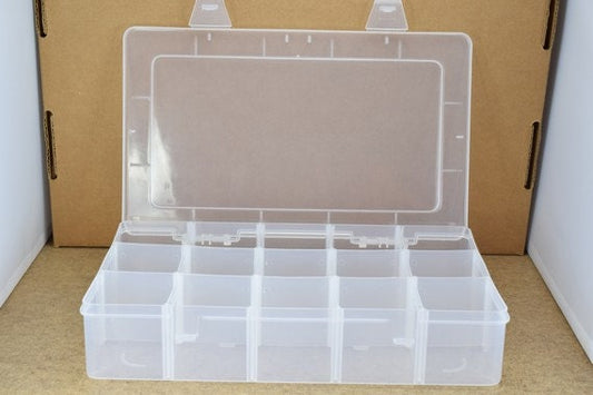 Plastic Storage organizer Container Box Case, 15 Compartments for Beads/Charms/Beads Size 10.75"x6.5"x2.25" Inches, 274x16...