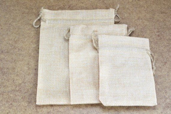 10 Drawstring Burlap Bags 3.25x4.5 in, 3.75x5.5 in, 7x5 inches. Packing Pouches Wedding Bracelet Pouch or any Gifts jewelr...