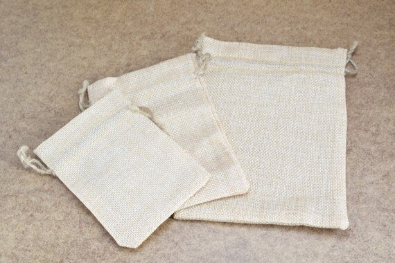 10 Drawstring Burlap Bags 3.25x4.5 in, 3.75x5.5 in, 7x5 inches. Packing Pouches Wedding Bracelet Pouch or any Gifts jewelr...