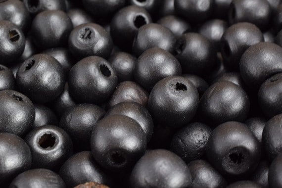 Matte Black Wood Round Beads Sizes 8mm,10mm,12mm For Jewelry Making jewelry making supplies