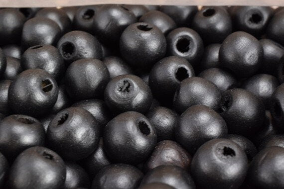 Matte Black Wood Round Beads Sizes 8mm,10mm,12mm For Jewelry Making jewelry making supplies - detail image 2