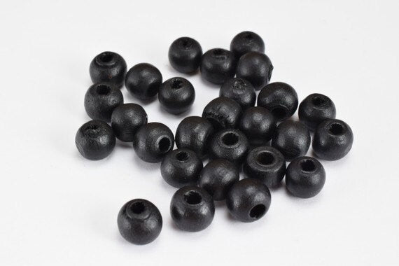 Matte Black Wood Round Beads Sizes 8mm,10mm,12mm For Jewelry Making jewelry making supplies - detail image 5
