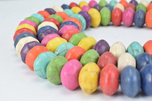 Multi Color Howlite Gemstone Beads Roundel Beads Size 12x7mm Spacer Beads Natural healing stone chakra stones for Jewelry...