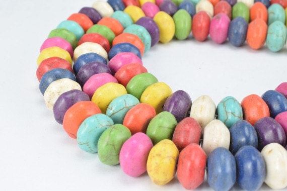 Multi Color Howlite Gemstone Beads Roundel Beads Size 12x7mm Spacer Beads Natural healing stone chakra stones for Jewelry...