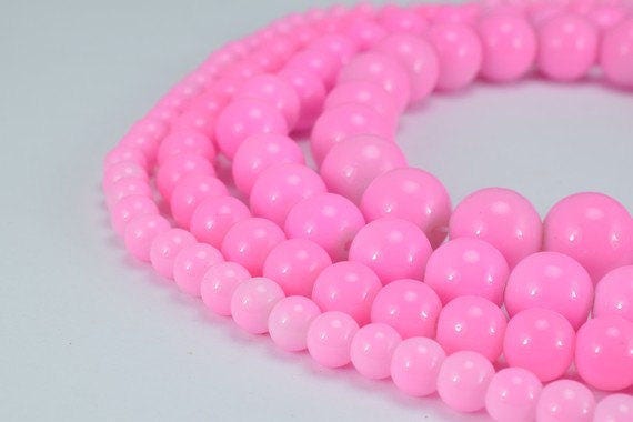 Glass Beads Round Pink Color 6mm/8mm/10mm/12mm Shine Round Beads For Jewelry Making jewelry making supplies