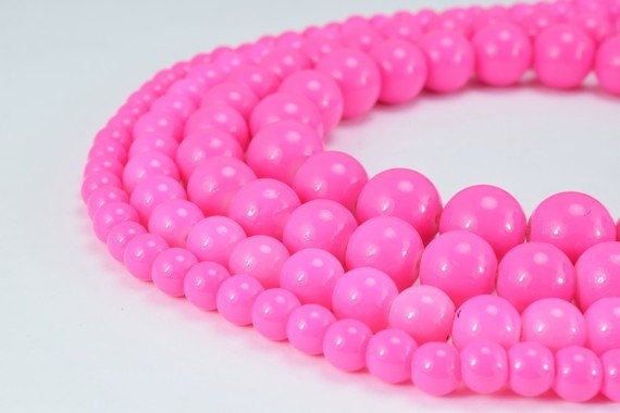 Fuchsia Glass Beads: Shine Round Assorted Sizes 6-12mm - Vintage Style, Jewelry Crafting Supplies