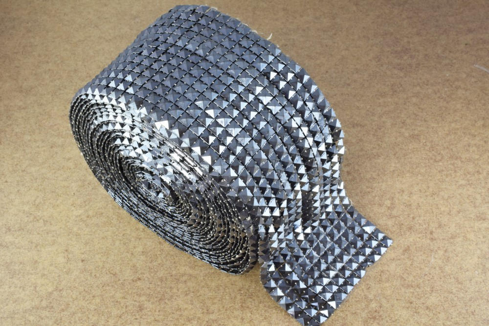 Studded Mesh Roll Pyramid Mesh Roll Trim 10 yard Roll for Costumes and Wedding, Tables, Decorations, Cakes, Jewelry Making...