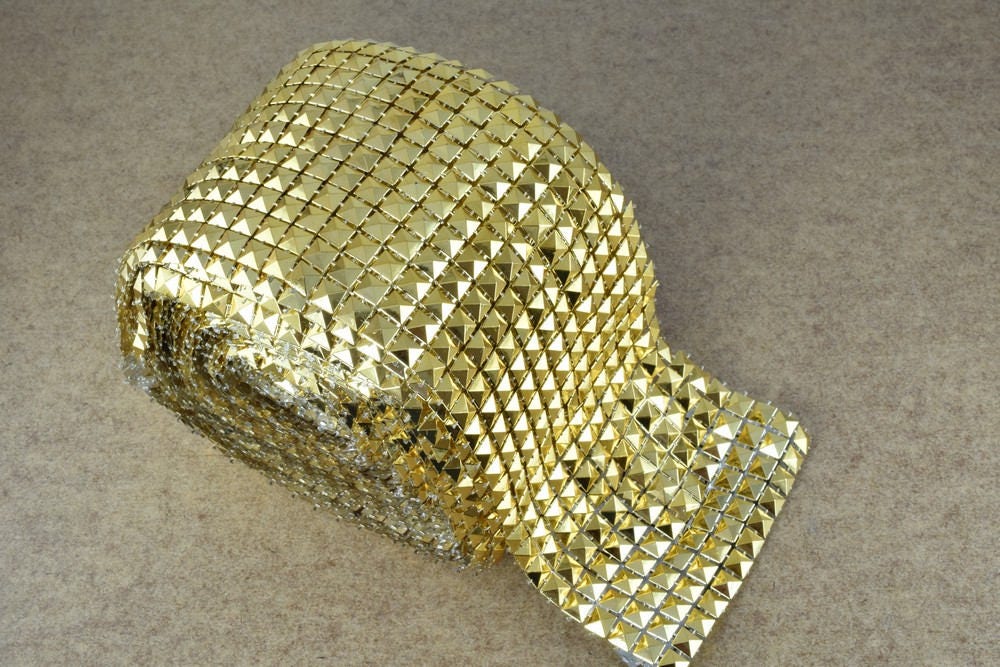 Studded Mesh Roll Pyramid Mesh Roll Trim 10 yard Roll for Costumes and Wedding, Tables, Decorations, Cakes, Jewelry Making...