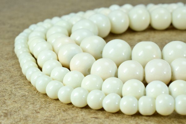 Creamy Glass Beads Round - Ivory Shine Beads Set - Assorted Sizes 6mm to 12mm, Vintage Style, Jewelry Making