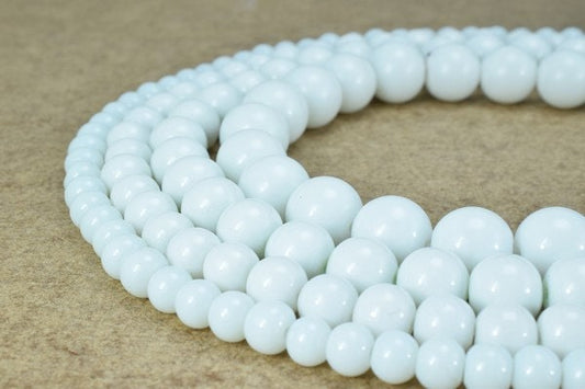 White Glass Beads Round: Shiny Crystal Style - 6mm to 12mm, Loose Pearls, Jewelry Craft Essentials