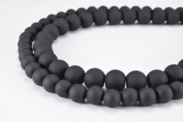 Glass Beads Matte Black Rubber Over Glass Size 8mm/10mm Round For Jewelry Making Item#789222045401 jewelry making supplies...