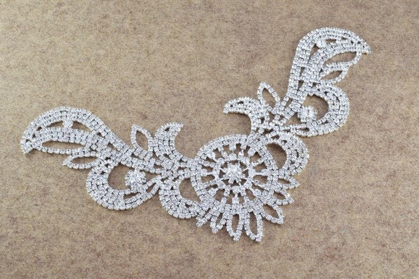 DIY Rhinestone Flower Bridal Aplique, Sash Applique, Swarovski Quality Shine for DIY Project Item#100001904557 jewelry mak...