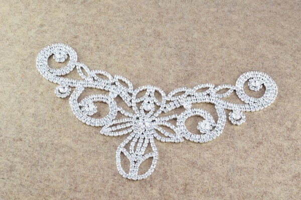 DIY Rhinestone Flower Bridal Aplique, Sash Applique, Swarovski Quality Shine for DIY Project Item#100002003884 jewelry mak...