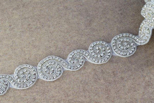 DIY Crystal Rhinestone with Seed Beads Trim Silver Color with Clear Rhinestone RT0085 jewelry making supplies - detail ima...
