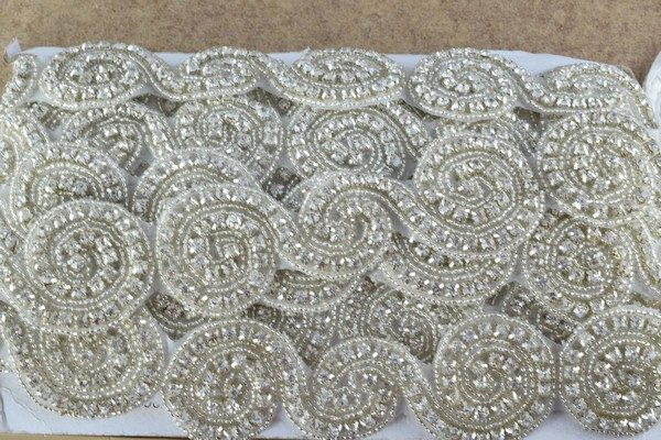 DIY Crystal Rhinestone with Seed Beads Trim Silver Color with Clear Rhinestone RT0085 jewelry making supplies - detail ima...