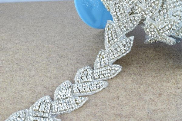 DIY 1 Yard Crystal Rhinestone with Seed Beads Trim Silver Color with Clear Rhinestone RT0089 jewelry making supplies - det...