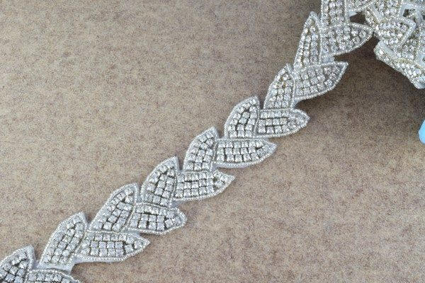 DIY 1 Yard Crystal Rhinestone with Seed Beads Trim Silver Color with Clear Rhinestone RT0089 jewelry making supplies - det...