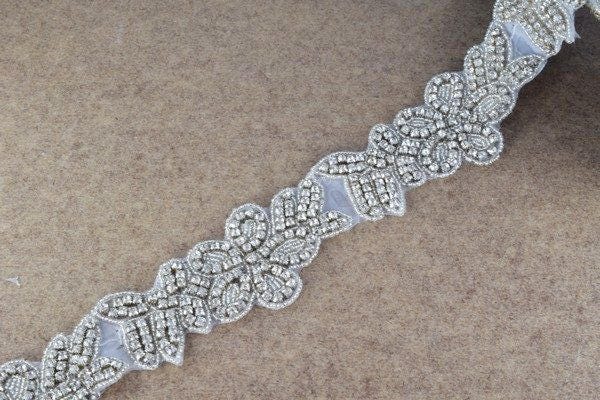 DIY 1 Yard Crystal Rhinestone with Seed Beads Trim Silver Color with Clear Rhinestone RT0090 jewelry making supplies