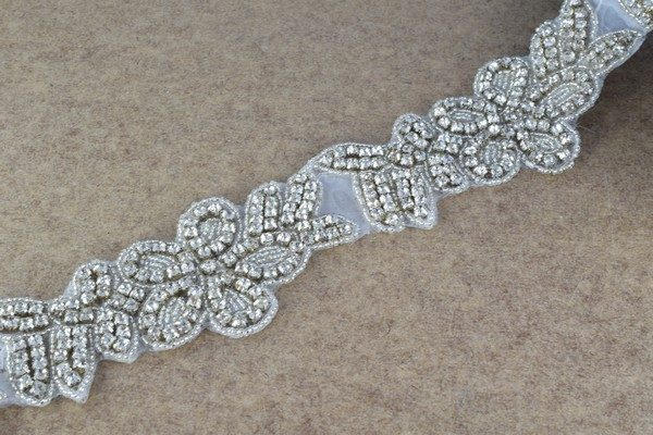 DIY 1 Yard Crystal Rhinestone with Seed Beads Trim Silver Color with Clear Rhinestone RT0090 jewelry making supplies - det...
