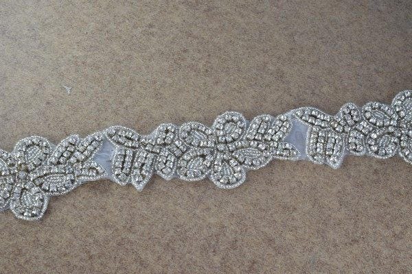 DIY 1 Yard Crystal Rhinestone with Seed Beads Trim Silver Color with Clear Rhinestone RT0090 jewelry making supplies - det...