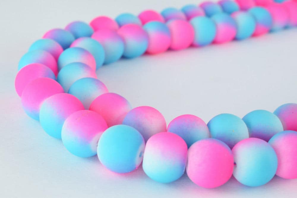 Glass Beads Matte Two Tone Rubber Over Glass Size 10mm Round For Jewelry Making Item#789222046088 jewelry making supplies
