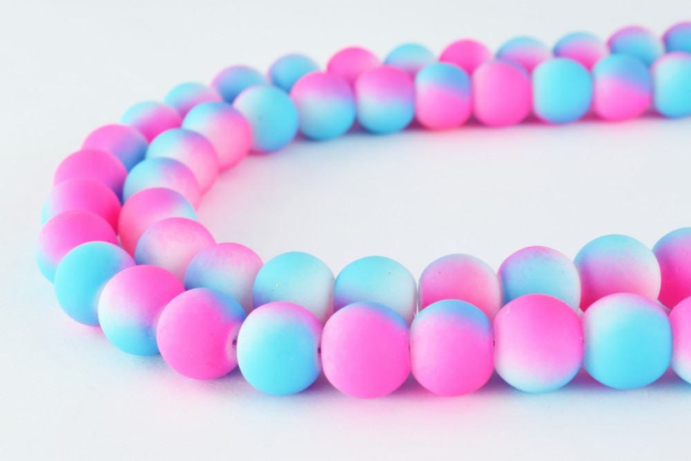 Glass Beads Matte Two Tone Rubber Over Glass Size 10mm Round For Jewelry Making Item#789222046088 jewelry making supplies...