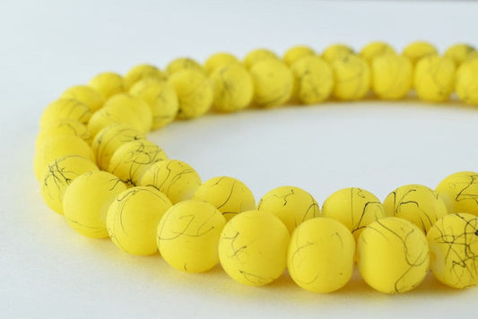 Glass Beads Matte Two Tone Yellow Black Rubber Over Glass Beads Size 10mm Round For Jewelry Making Item#789222045951 jewel...