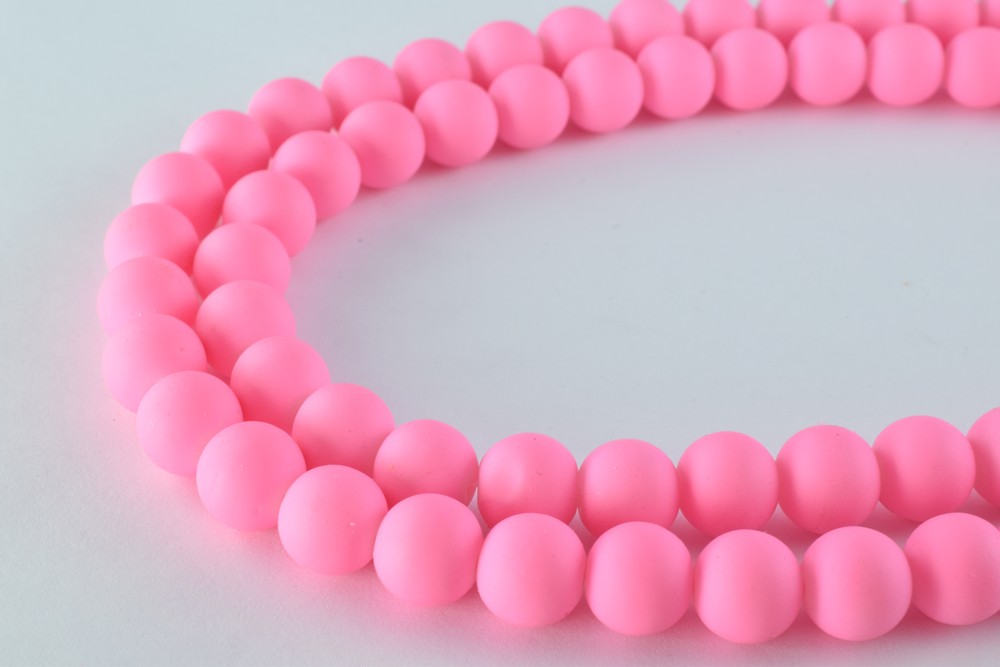 Glass Beads Matte Pink Rubber Over Glass Size 8mm/10mm Round For Jewelry Making Item#789222045906 jewelry making supplies...