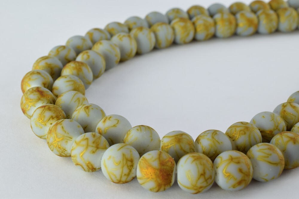 Glass Beads Matte Two Tone Gray Gold Rubber Over Glass Size 10mm Round For Jewelry Making Item#789222045913 jewelry making...