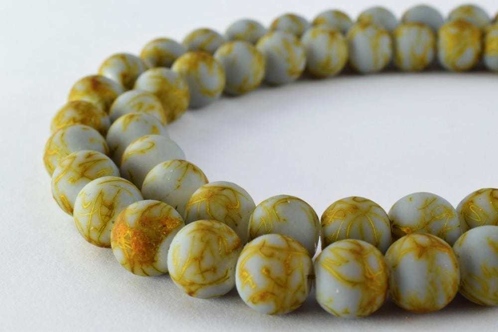 Glass Beads Matte Two Tone Gray Gold Rubber Over Glass Size 10mm Round For Jewelry Making Item#789222045913 jewelry making...
