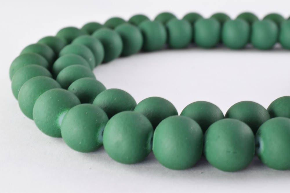Glass Beads Matte Green Rubber Over Glass Size 8mm/10mm Round For Jewelry Making Item#789222045968 jewelry making supplies...