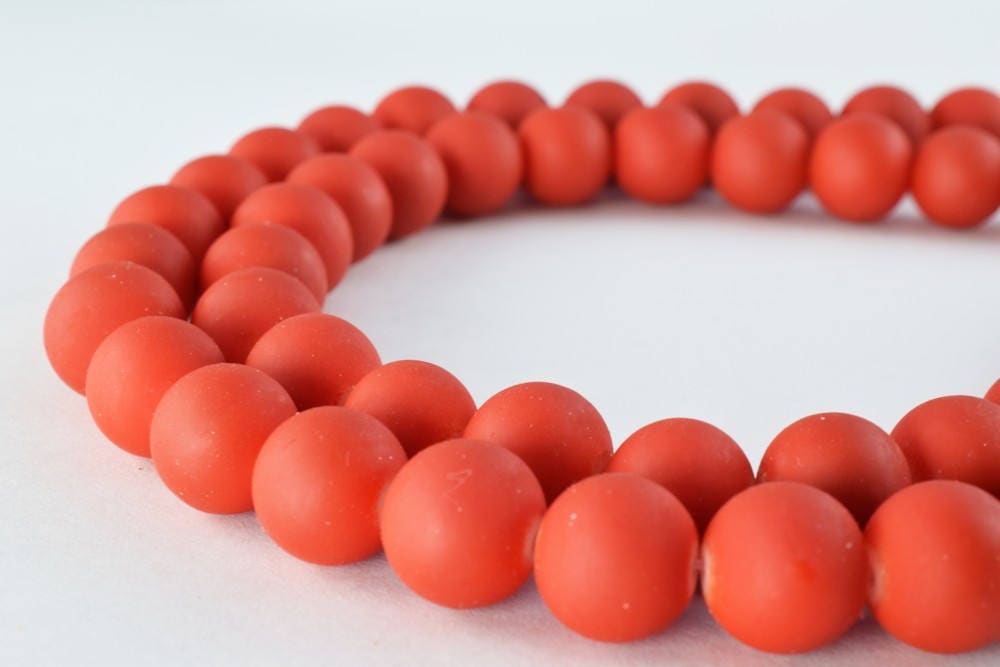 Glass Beads Matte RED Rubber Over Glass Size 10mm Round For Jewelry Making Item#789222045937 jewelry making supplies - det...