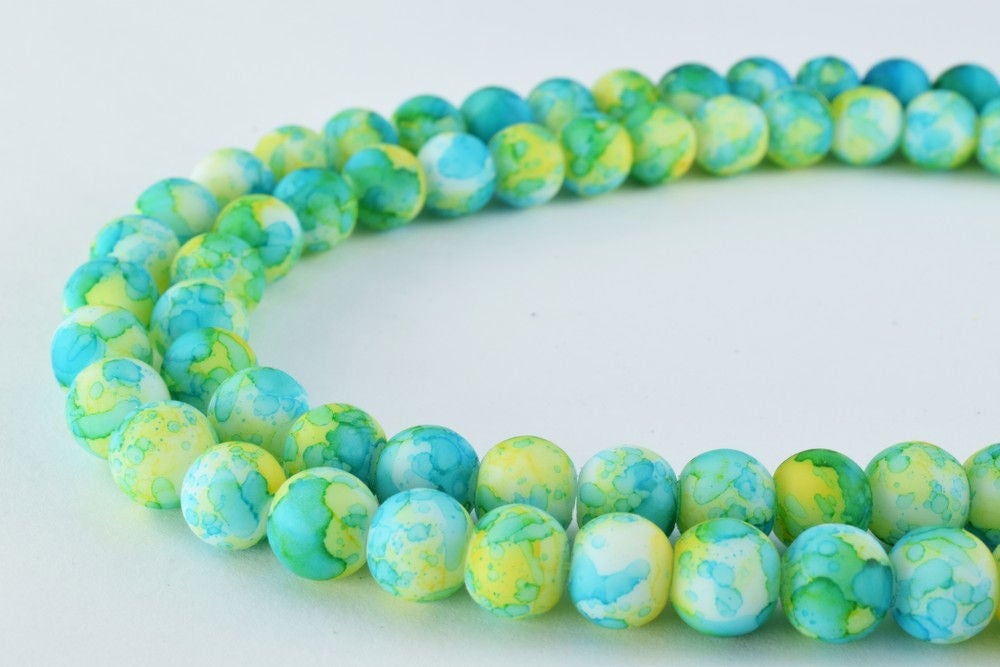 Glass Beads Matte Green Rubber Over Glass Size 10mm Round For Jewelry Making Item#789222045982 jewelry making supplies - d...