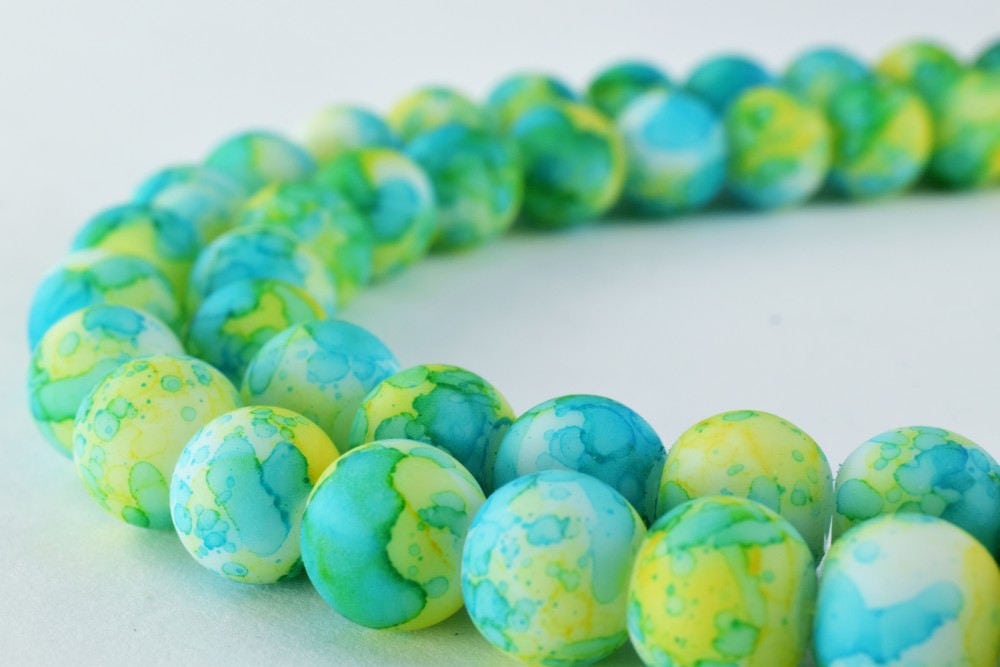 Glass Beads Matte Green Rubber Over Glass Size 10mm Round For Jewelry Making Item#789222045982 jewelry making supplies - d...