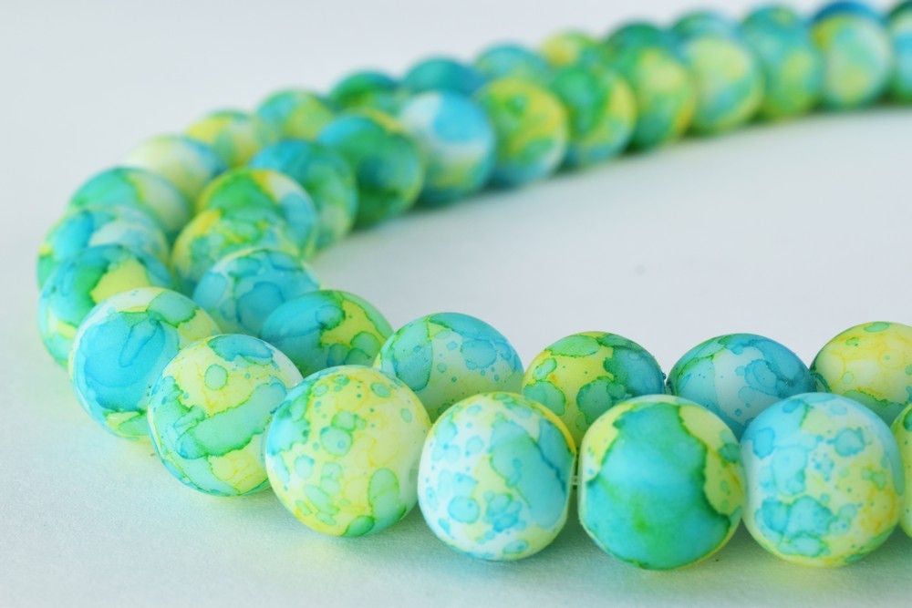 Glass Beads Matte Green Rubber Over Glass Size 10mm Round For Jewelry Making Item#789222045982 jewelry making supplies