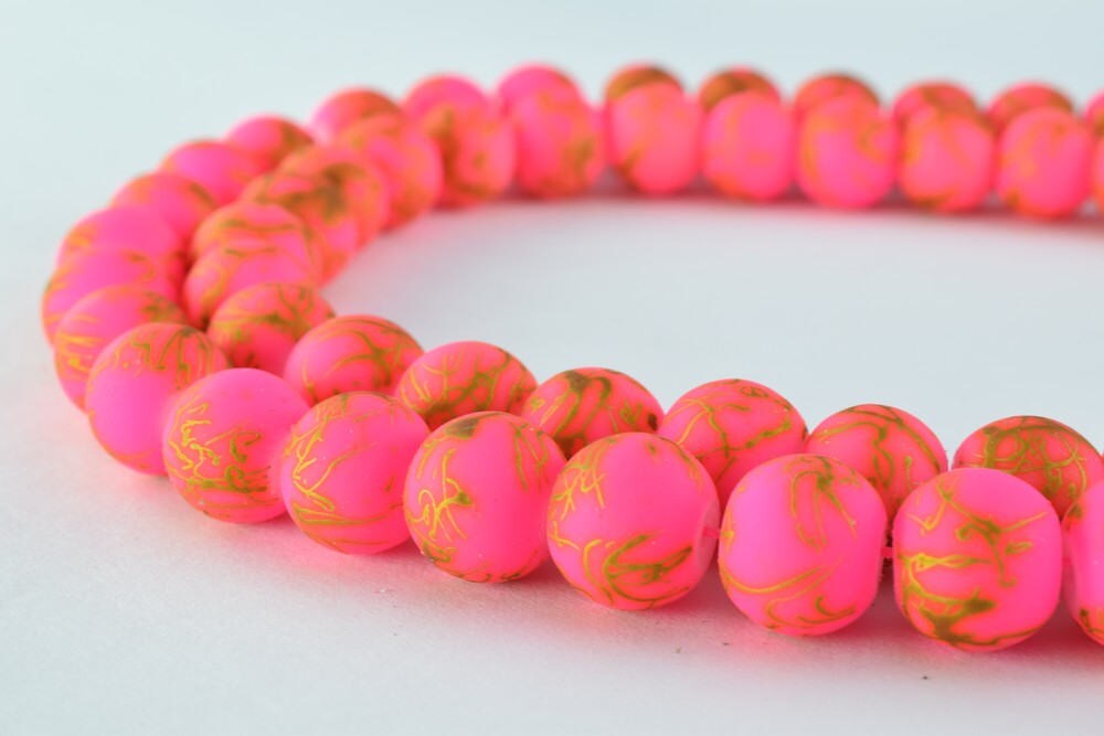 Glass Beads Matte Pink Gold Two Tone Rubber Over Glass Size 10mm Round For Jewelry Making Item#789222045869 jewelry making...