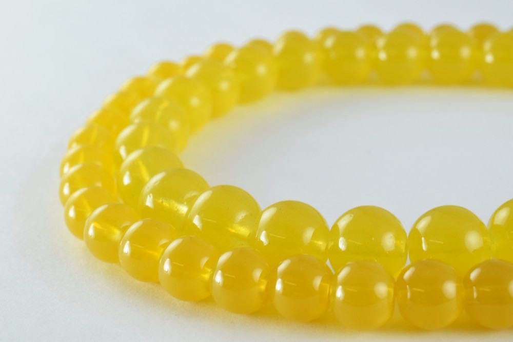 Milky Yellow Color Glass Beads Round: Matte Finish, Crackle Texture - 8mm & 10mm Sizes, Bohemian Style, Jewelry Supplies