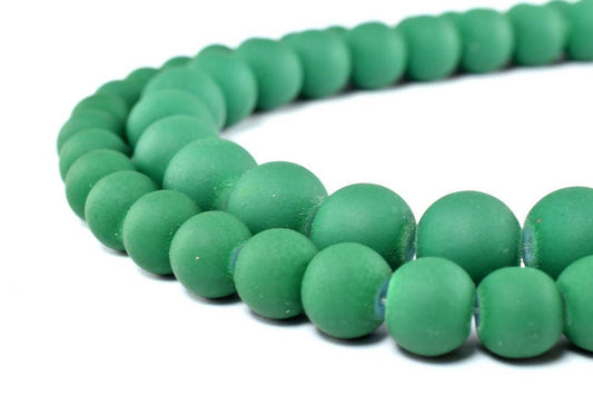 Glass Beads Matte Green Rubber Over Glass Size 8mm/10mm Round For Jewelry Making Item#789222045968 jewelry making supplies