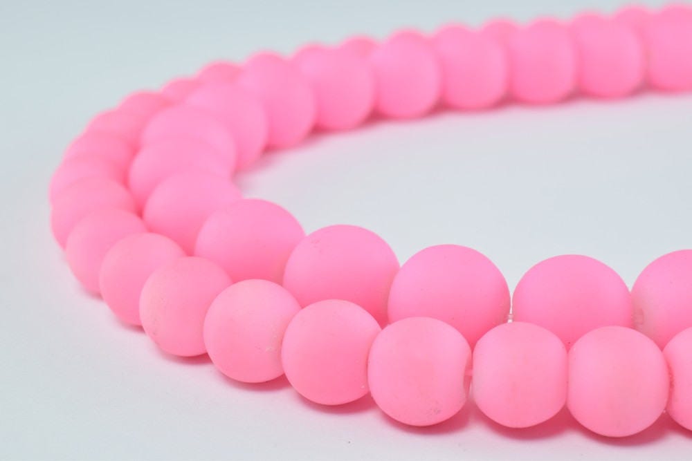 Glass Beads Matte Pink Rubber Over Glass Size 8mm/10mm Round For Jewelry Making Item#789222045906 jewelry making supplies